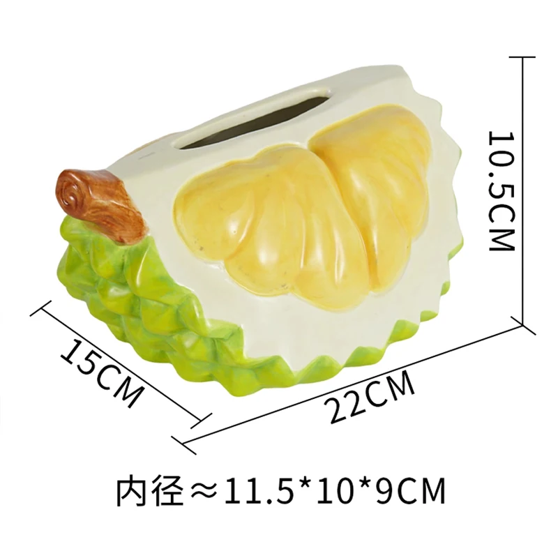 Creative Ceramic Fruit Durian Shaped Tissue Box Light Luxury Napkin Box Home Living Room Bedroom Hotel Tea Table Decoration, 1Pc
