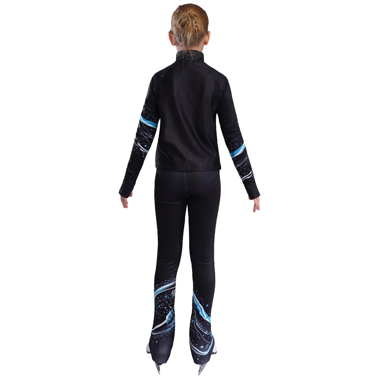 Kinder Mädchen Fleece Eiskunstlauf Sweatshirt Jacke mit Leggings Hosen Set für Gymnastik Tanz Praxis Yoga Workout Training – Detail 25