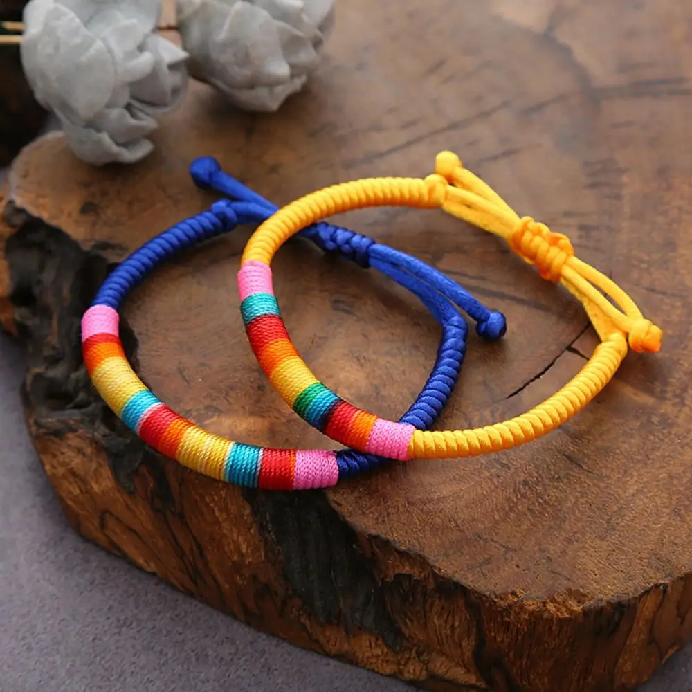 

10 шт. регулируемый плетеный веревочный браслет, красочный браслет на удачу радужного цвета, браслет в этническом стиле, прочные веревочные браслеты для женщин