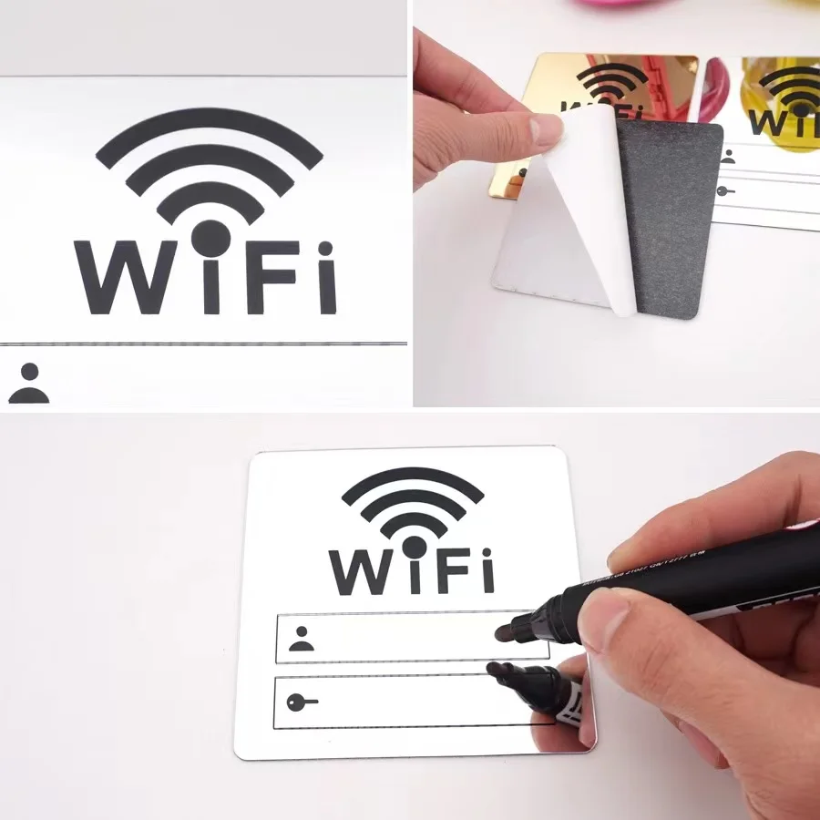 WiFi Sign Sticker Mirror Surface Account Password Acrylic 3D Mirror Wall Sticker for Public Places House Shops Home mirror wall sticker,acrylic wall sticker,wall sticker