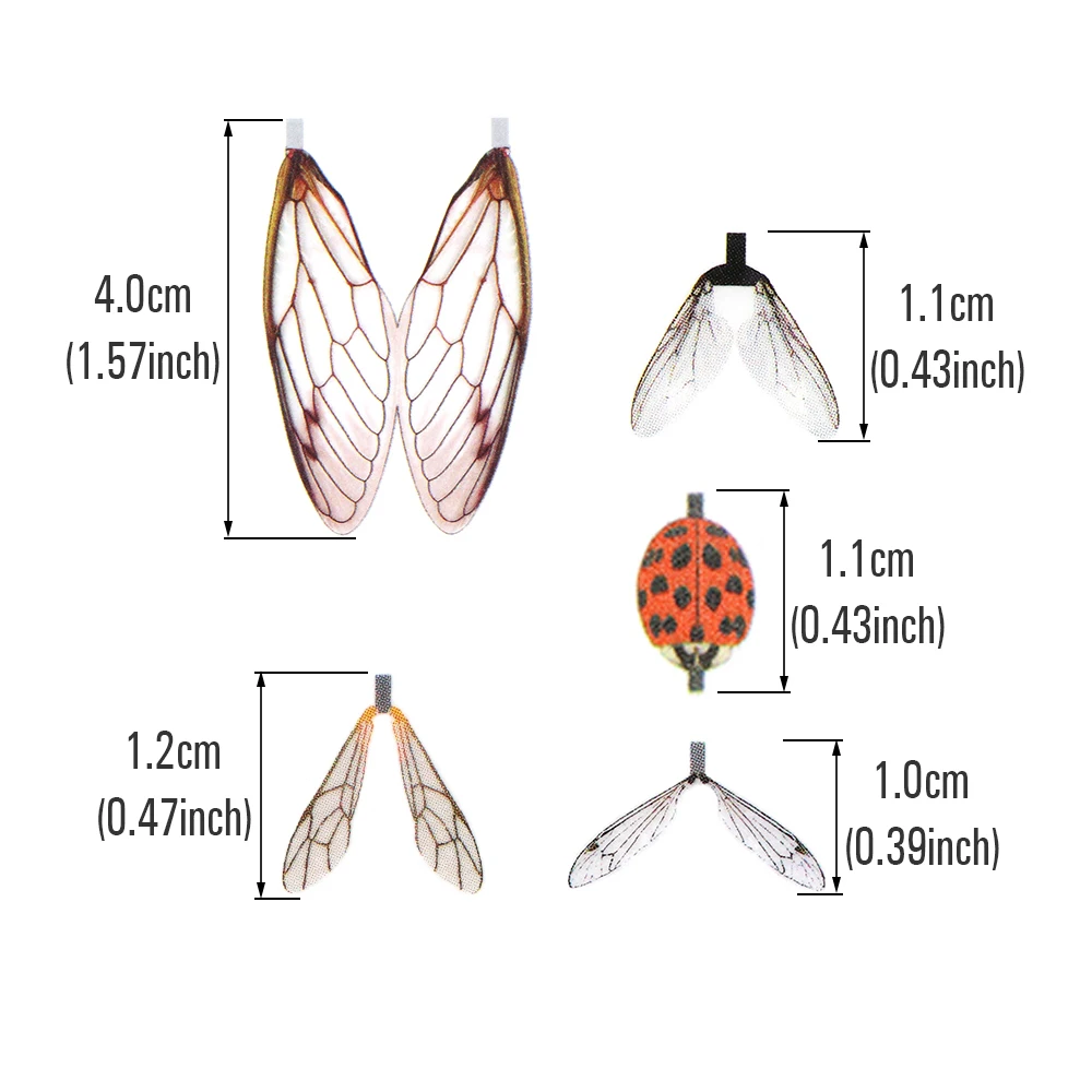 ICERIO 2sheets Realistic Cicada Green Flies Bumblebee Midge Fly Wings  Ladybug Skin Backs Body Tying Materials Fishing Trout Lure