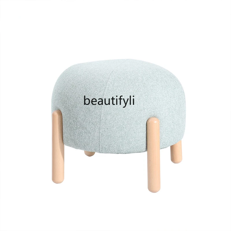 

zq Nordic Small Stool Home Bench Living Room Solid Wood Low Stool Children's Creative Simple Sofa Stool
