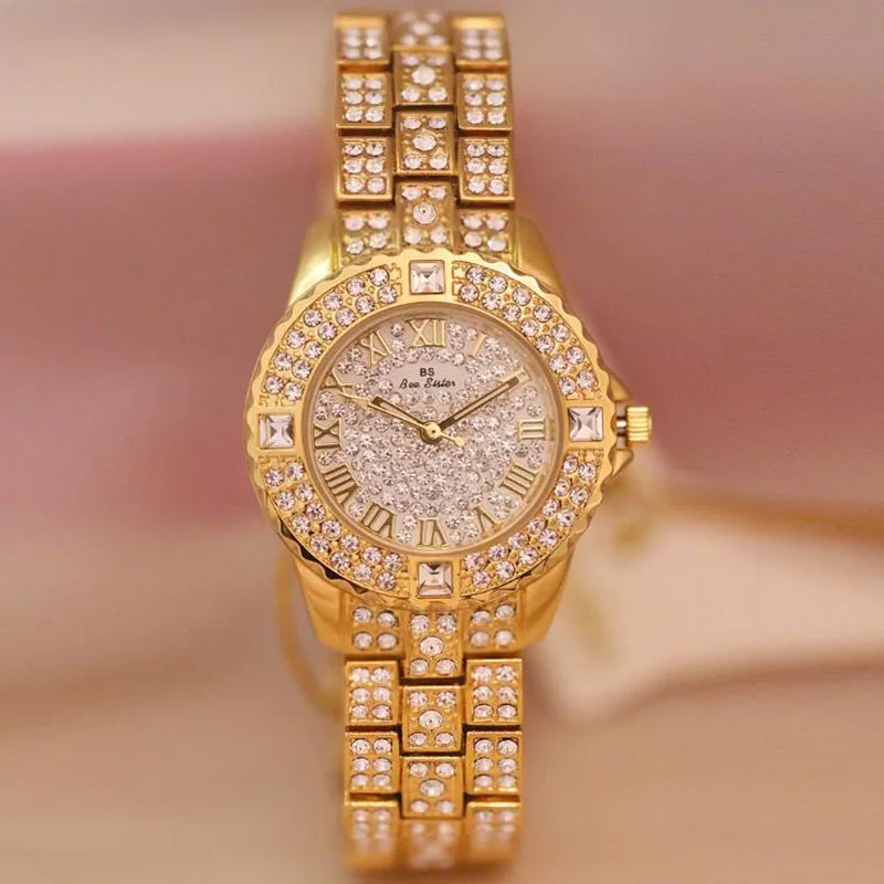 2023 Gold Diamond Women Watches Top Brand Luxury Fashion Rhinestone Ladies Wristwatch Quartz Gifts Reloj Mujer