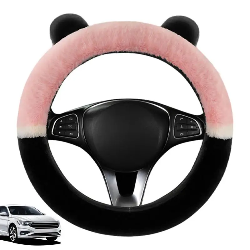 Universal Plush Car Steering Wheel Covers Winter Faux Fur Hand