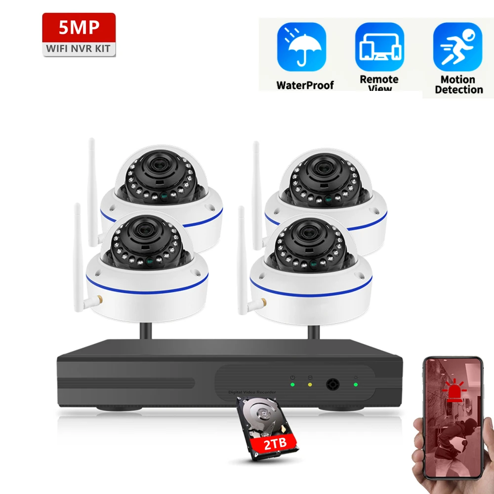 

4CH 5MP NVR WIFI IP Camera System Motion Detection Indoor Outdoor Night Vision Wireless Camera Security Surveillance Kit IP Pro