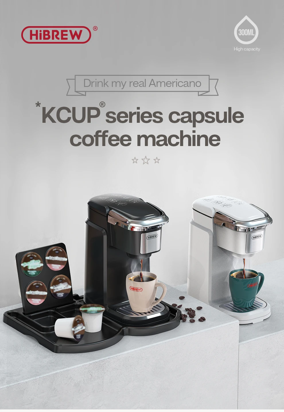 Description Picture 2 of itemHiBREW Filter Coffee Machine Brewer for K-Cup Capsule& Ground Coffee, Tea Maker Hot Water Dispenser Single Serve Coffee Maker