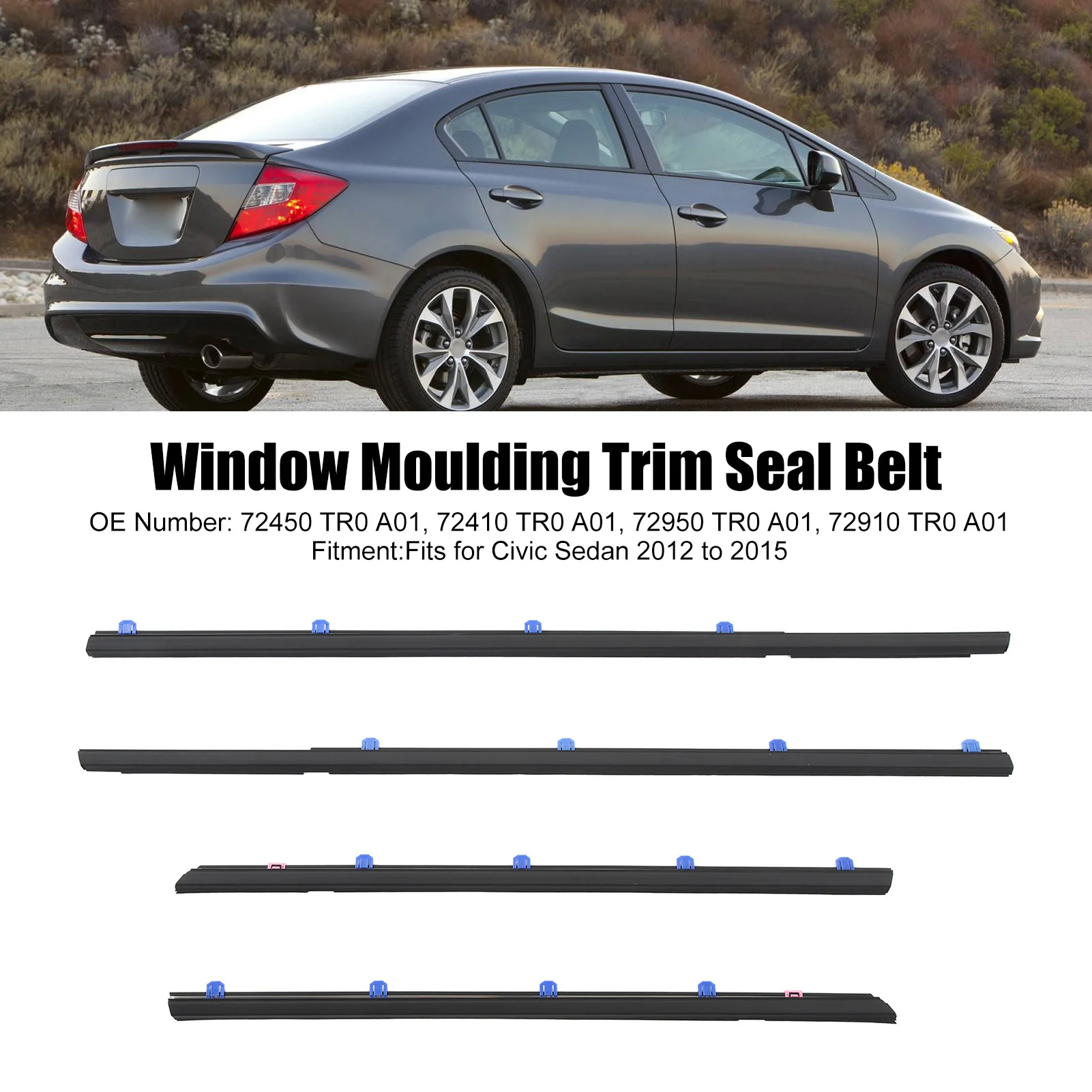 Soillar 4-Piece Car Outside Door Window Weatherstrip Trim For Honda FIT 2007-2008 – Black Rubber-1393999