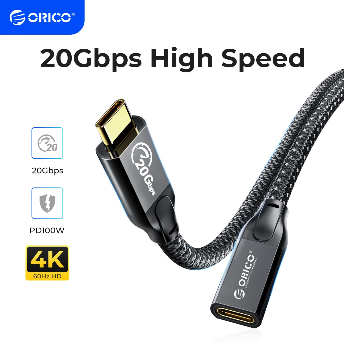 ORICO 20Gbps USB C Extension Cable Type C Extender Cord PD 100W for Xiaomi Switch Drives USB 3.2 to Extend Laptop Type-C Port usb extension cable usb cable