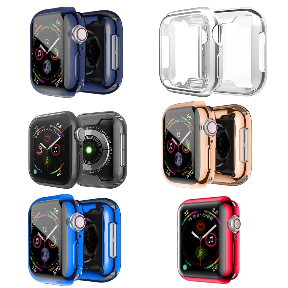 Watch Full Cover Case for Apple Series7 6 5 4 3 2SE Silicone Clear Screen Protector iWatch 38 40 41MM 42 44 45MM | Наручные часы