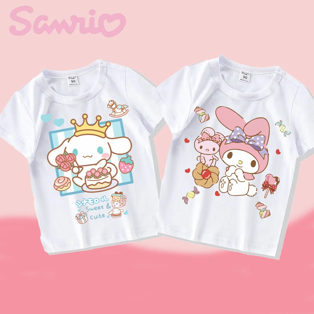 

Sanrios Cinnamoroll My Melody Printed Sweatshirt Baby Girls 2024 New Fashion Long-sleeved Tops Kids Cartoon Cotton Clothing