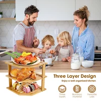 3 ชั้นตู้ชั้นวางของสําหรับห้องครัวทนทานแผ่นไม้ไผ่ชั้นวางมุมชั้นวางจานสําหรับตู้เคาน์เตอร์ 3