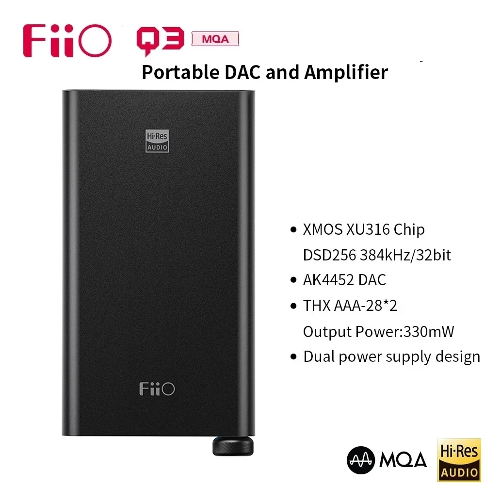Fiio Q3 Q3S mqa thxバランスヘッドフォンアンプusb dacアンプxmos XUF208 PCM768K  DSD512復号化のためのモバイルpcアンドロイド2.5 3.5 AliExpress