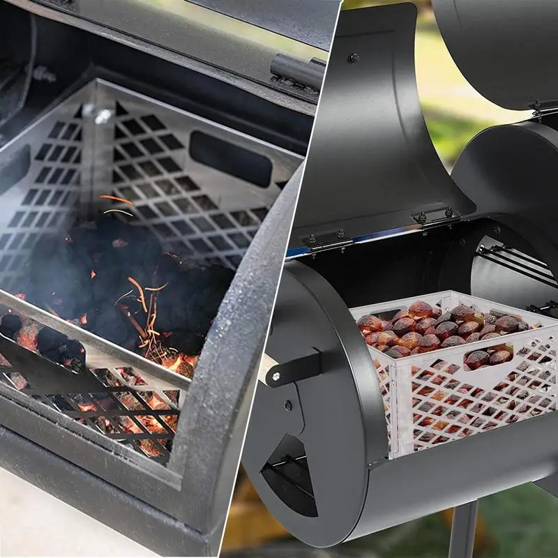 Offset Smoker Mod Kit Stainless Steel Mod Kit BBQ Modification Tool With Charcoal Basket Smoker Accessories Sealing