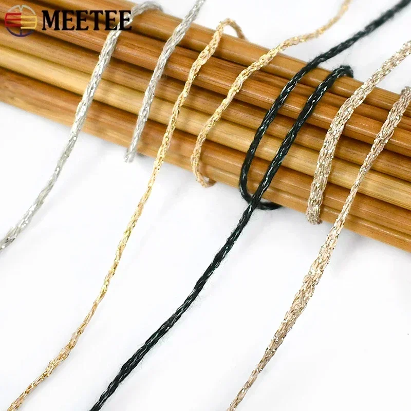 Meetee 100g/roll Gold Silver Yarn Bright Wire Crochet Metallized Thread DIY Hand-woven Knitting Cord Decor Crafts Accessories 5