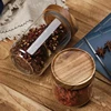 1Pcs Glass Food Storage Jars,Food Containers with Airtight Bamboo Wooden Lid for Cookies,Nuts,Coffee Beans,Cereal,Glass Canister 2