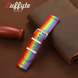 Breathable Sport Comfort Nylon Watch Band - Unisex Quick Release Wristband - 22mm (Rainbow)