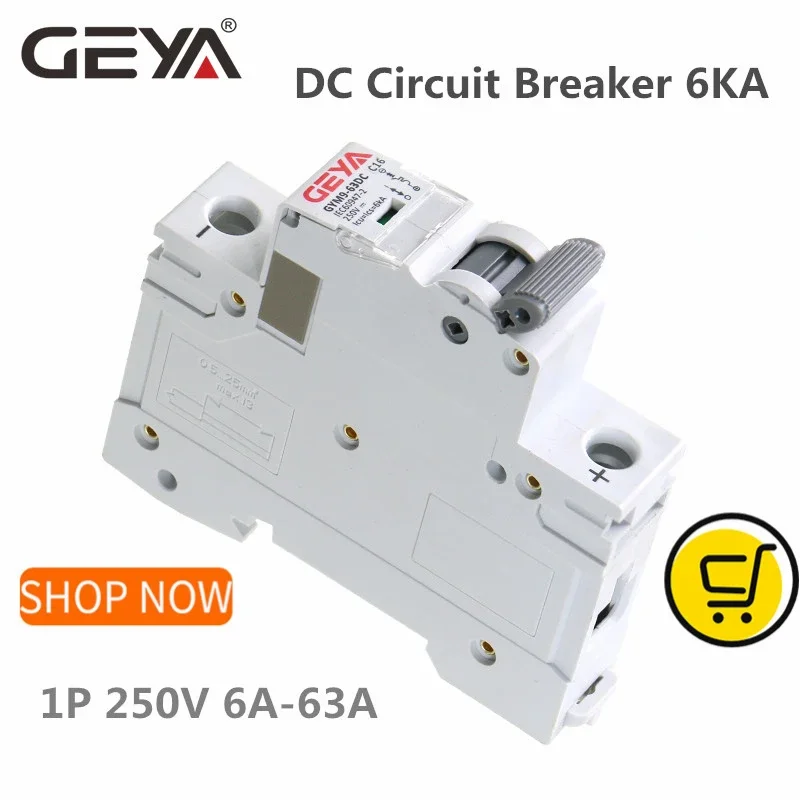 Geya-mini Disjuntor Elétrico Trilho Din dc Mcb 6ka 1p 250v 6a 10a 16a 20a 25a 32a 40a 50a 63a