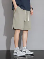 Summer Men's Sweat Shorts Knee-Length Straight Loose Short Pants Streetwear Drawstring Solid Color Casual Shorts Big Size 8XL 2