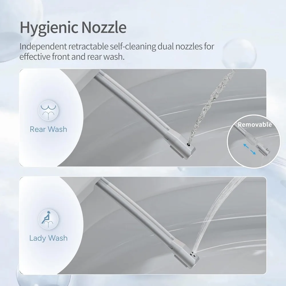 Non-electric One Piece Elongated Bidet Toilet for Bathroom, Built-in Air Pressure-Assisted System for Power Flush,Footkick Flush 3