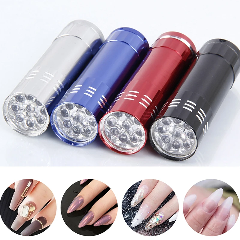 Uv Light Lamp Mini 9 Led Flashlight Uv Gel Adhesive Glue Curing Lamp