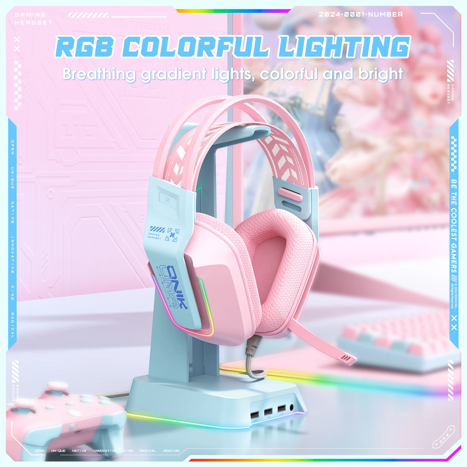 ONIKUMA X13 Noise Cancelling Headphones Wired Gaming Headset Suitable For Computer Laptop Music Earphones With RGB Lighting Mic