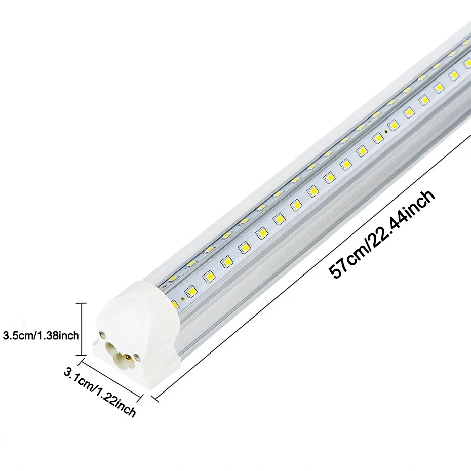 Фото 20 Вт 2000 лм светодиодные лампы трубки 96 светодиодов 2835SMD T8 светодиодные трубки 57 см около 2 футов V-образная барная лампа внутреннее освещение холодный белый теплый белый №2