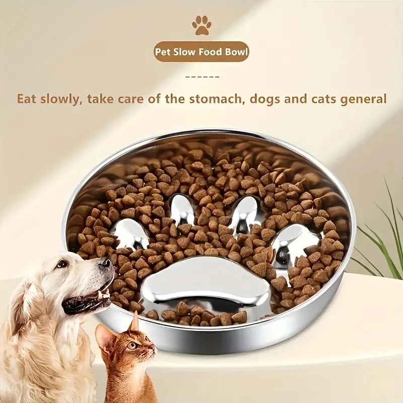 Premium Stainless Steel Pet Bowl Cervical Spine Protection for Dogs & Cats Pet Choke and Choke Prevention Slow Food Bowl 4