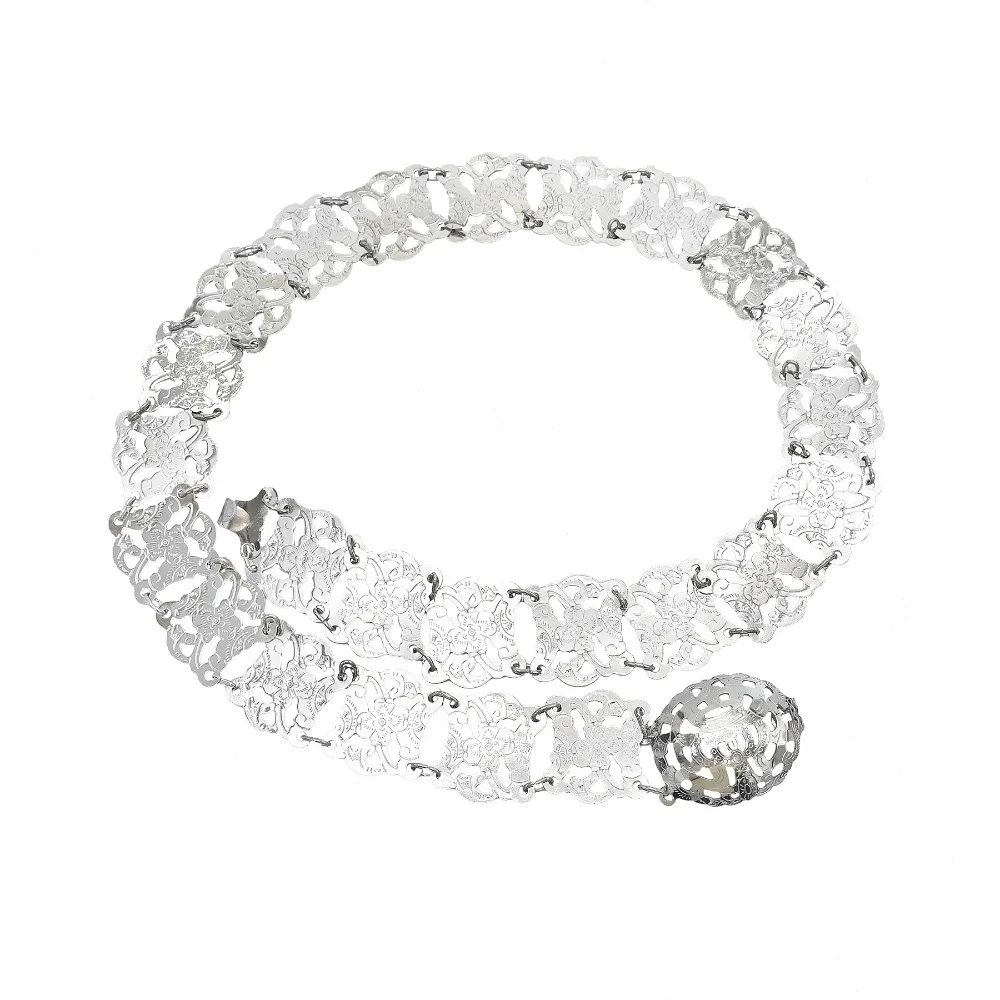 Silver Ethnic Style Belt Malaysia Traditional Gold Belt Hollow Out Thailand Dance Dress Belt Chains Costume Accessories