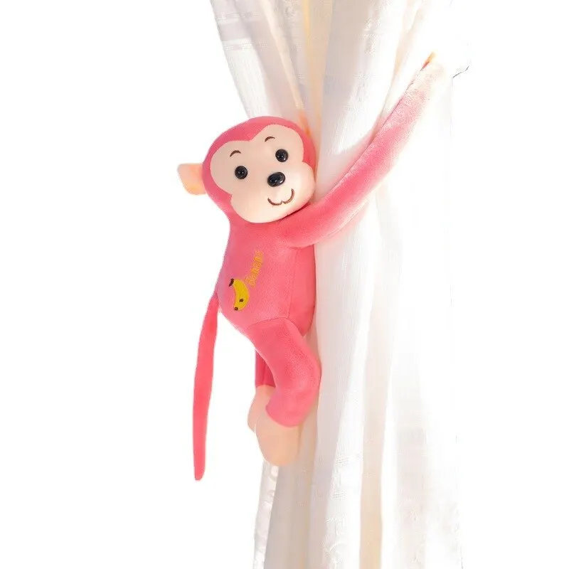 1 Pcs Long Arm Monkey Plush Toy Anti Collision Pink Banana Curtain Strap Monkey Doll