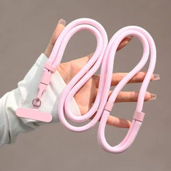 Universal Adjustable Phone Lanyard - Crossbody Necklace Strap with Clip, Anti - Lost and Durable Design (Light pink)