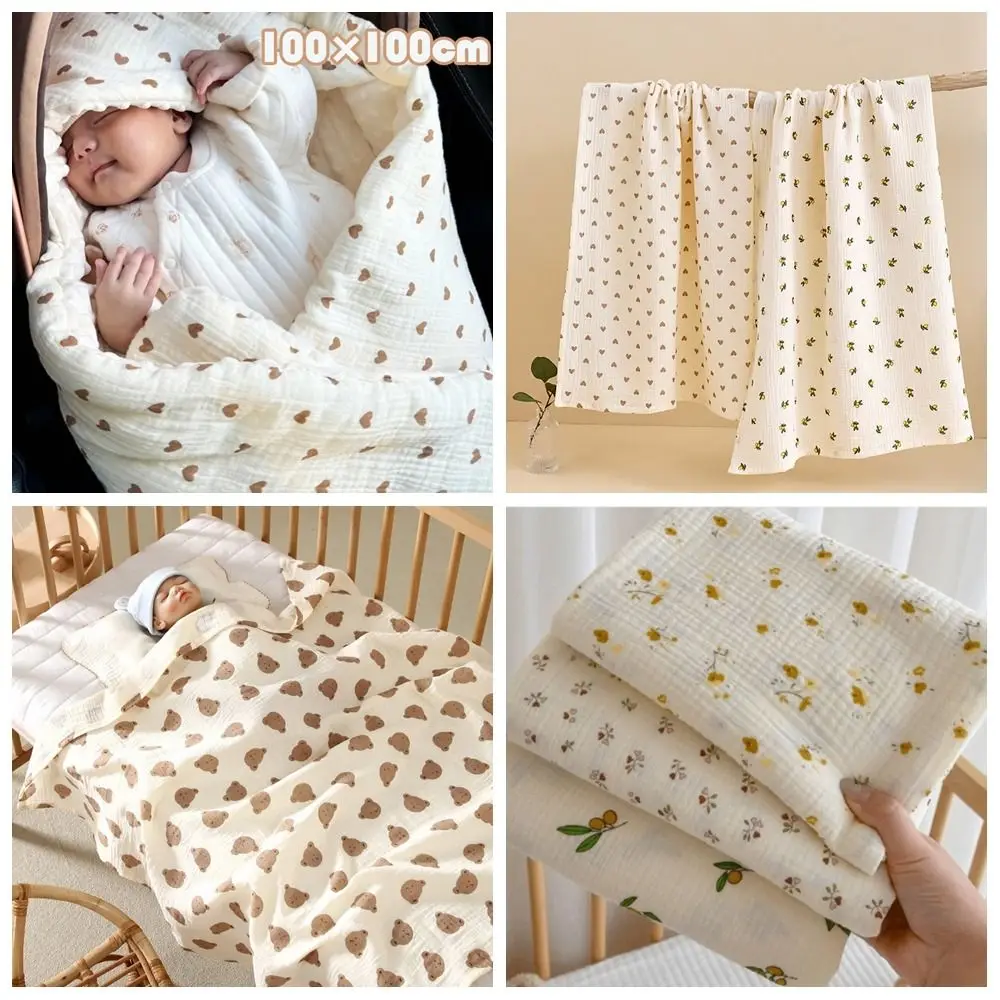 Cotton Baby Blanket Soft Breathable Cover Blanket for Infant Skin-friendly Cartoon Nap Sleeping Rug Bedroom