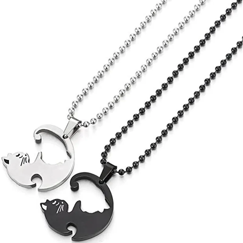 Cute cat couple necklace