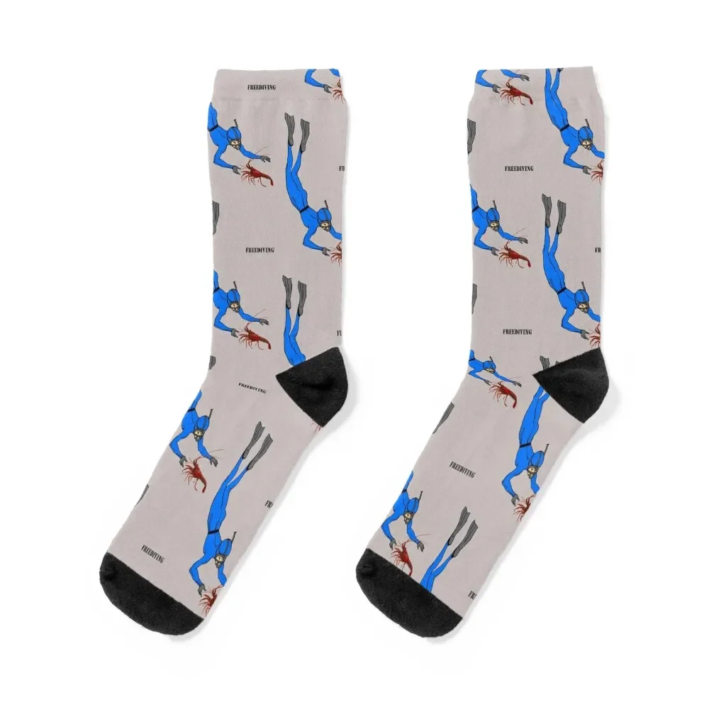 Freediving Diver Observing a Spiny Lobster Underwater Socks custom golf gift Socks For Girls Men's