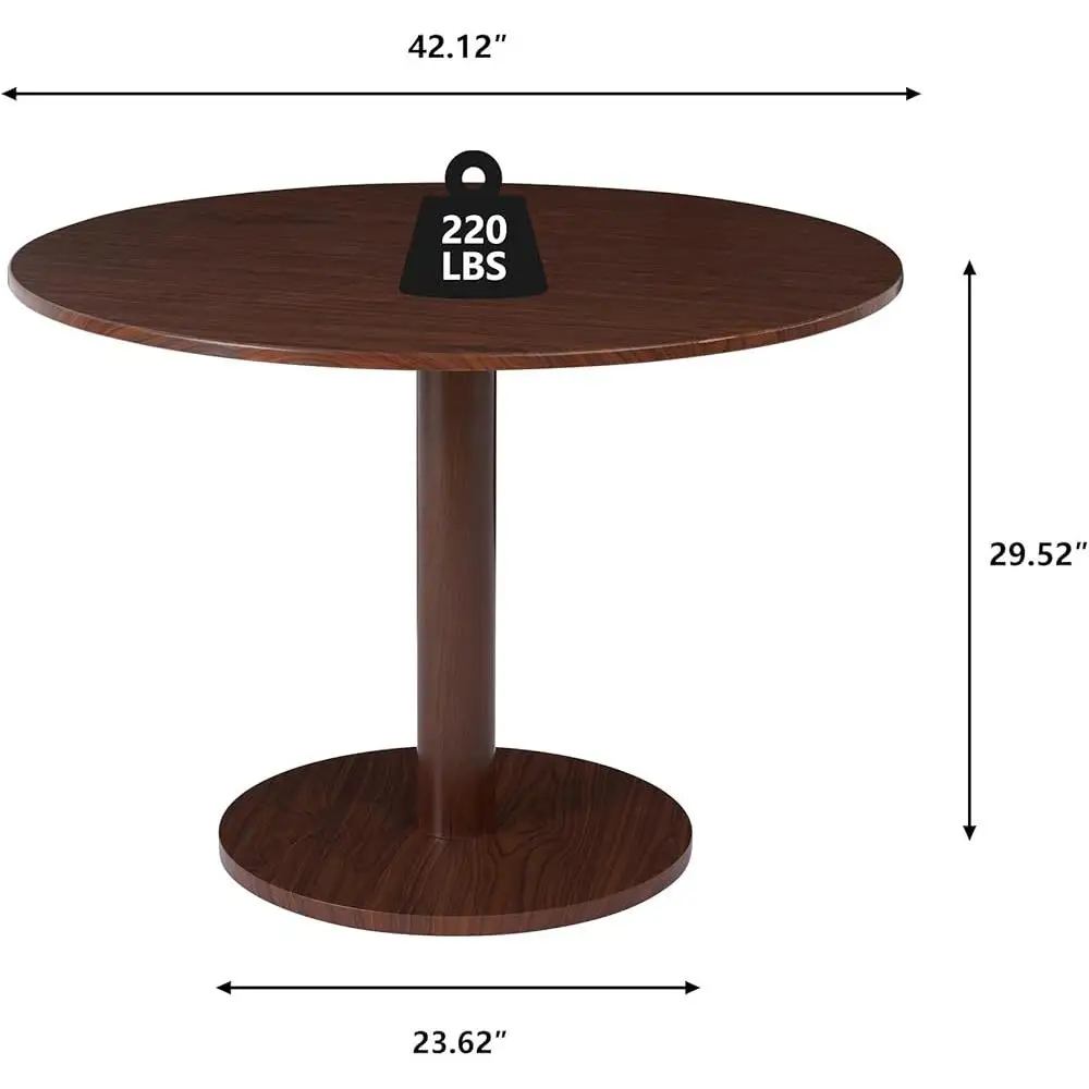 Walnut Round Dining Table 4-6 Modern Farmhouse Design Easy Care Sturdy Construction Ideal Small Spaces 3