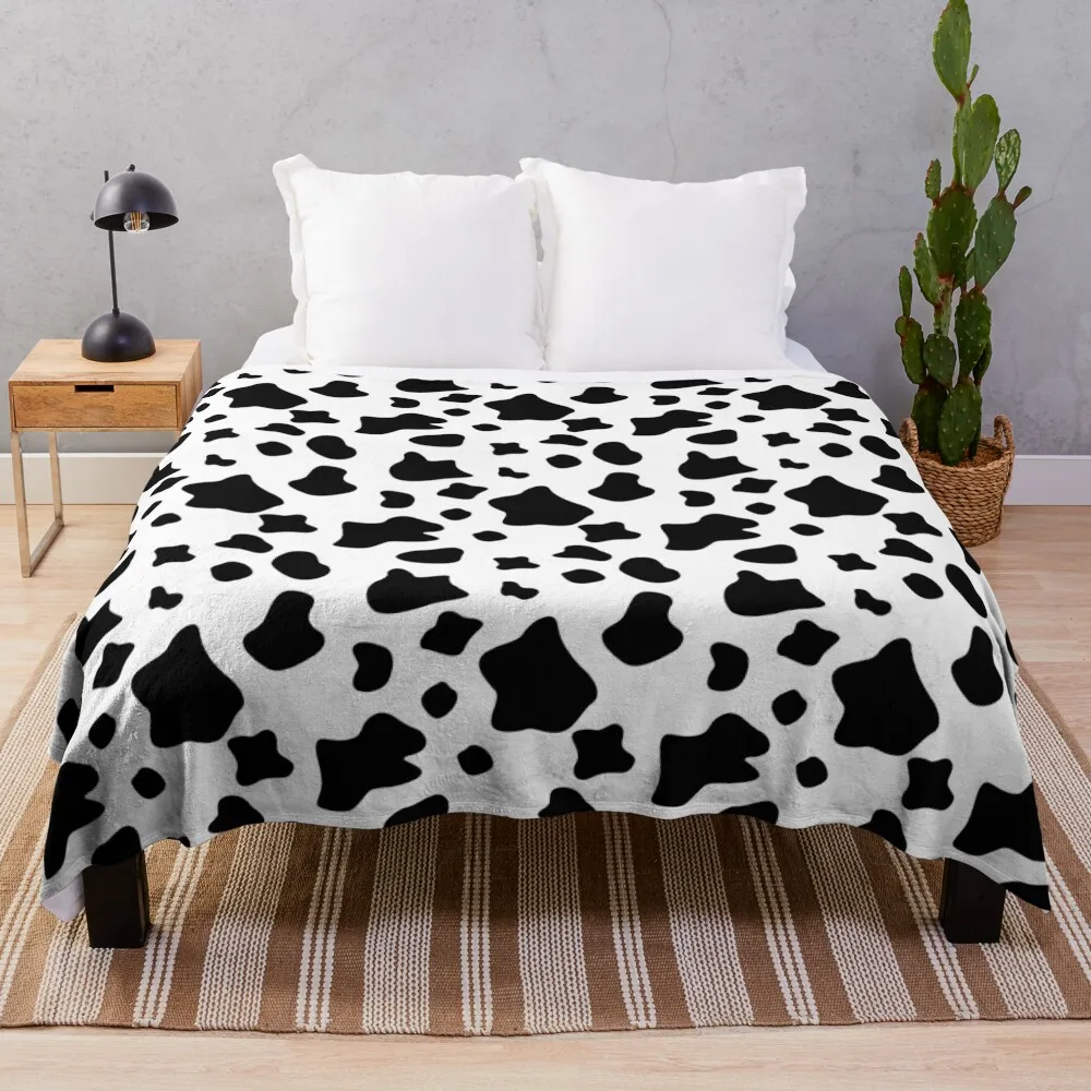 

Black and white cow spots pattern, animal fur Throw Blanket halloween Sleeping Bag Blanket Decorative Sofa Blanket