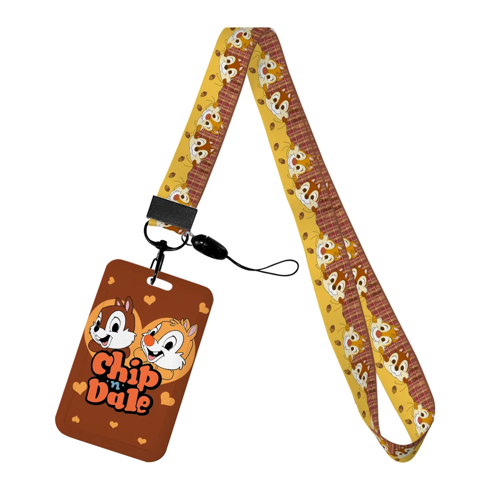 Disney Chip Dale Lanyards Keychain Cute Badge Holder ID Credit Card Hang Rope Bank Credit Card Holder Keys Accessories Gifts key holder card case holder