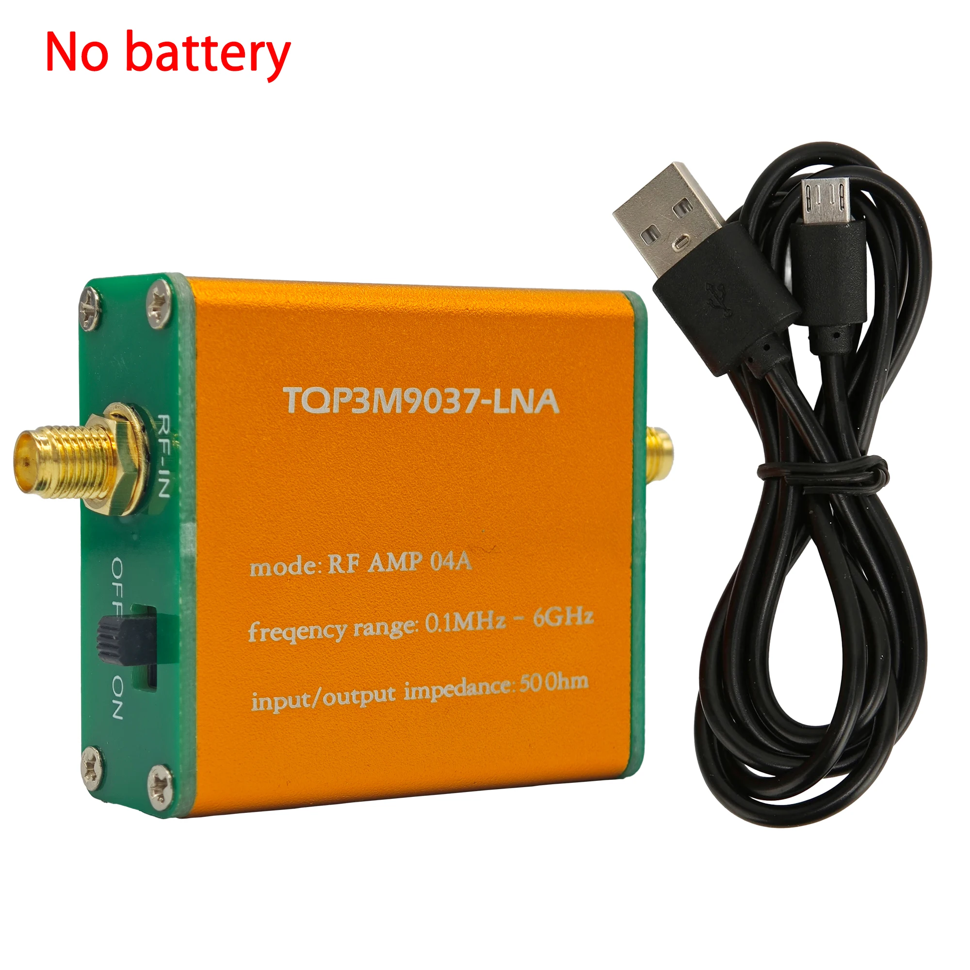 Підсилювач з низьким рівнем шуму від 0,1 МГц до 6 ГГц RF AMP 04A Широкочастотний модуль радіочастотного підсилювача Підсилення якості сигналу Жовтий модуль попереднього підсилювача