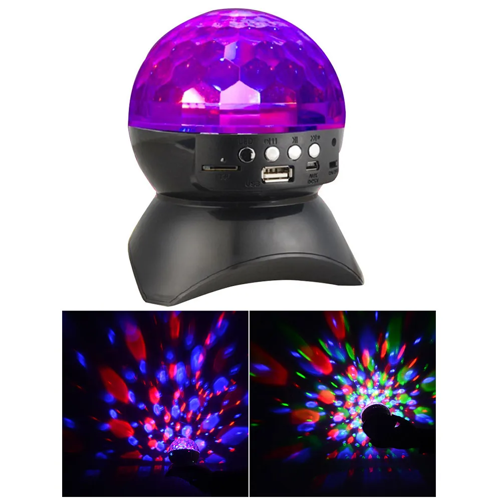 미니 LED 무선 다채로운 회전 무대 조명 스퀘어 댄스 스피커 Fm USB Dj 스테레오 파티 디스코 조명