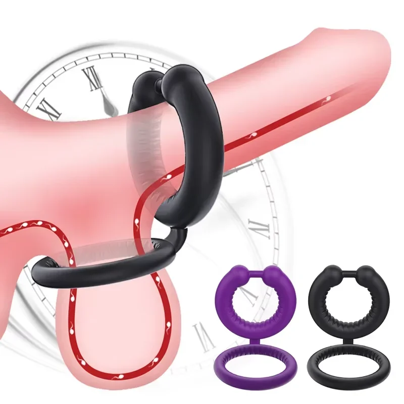 Männer Penis Ring Cock Ring Sex Spielzeug für Männer Paare Ejakulation Verzögerung Dual Ring Weiche Sicilone Männlicher Masturbator Penis Dick Trainer 1