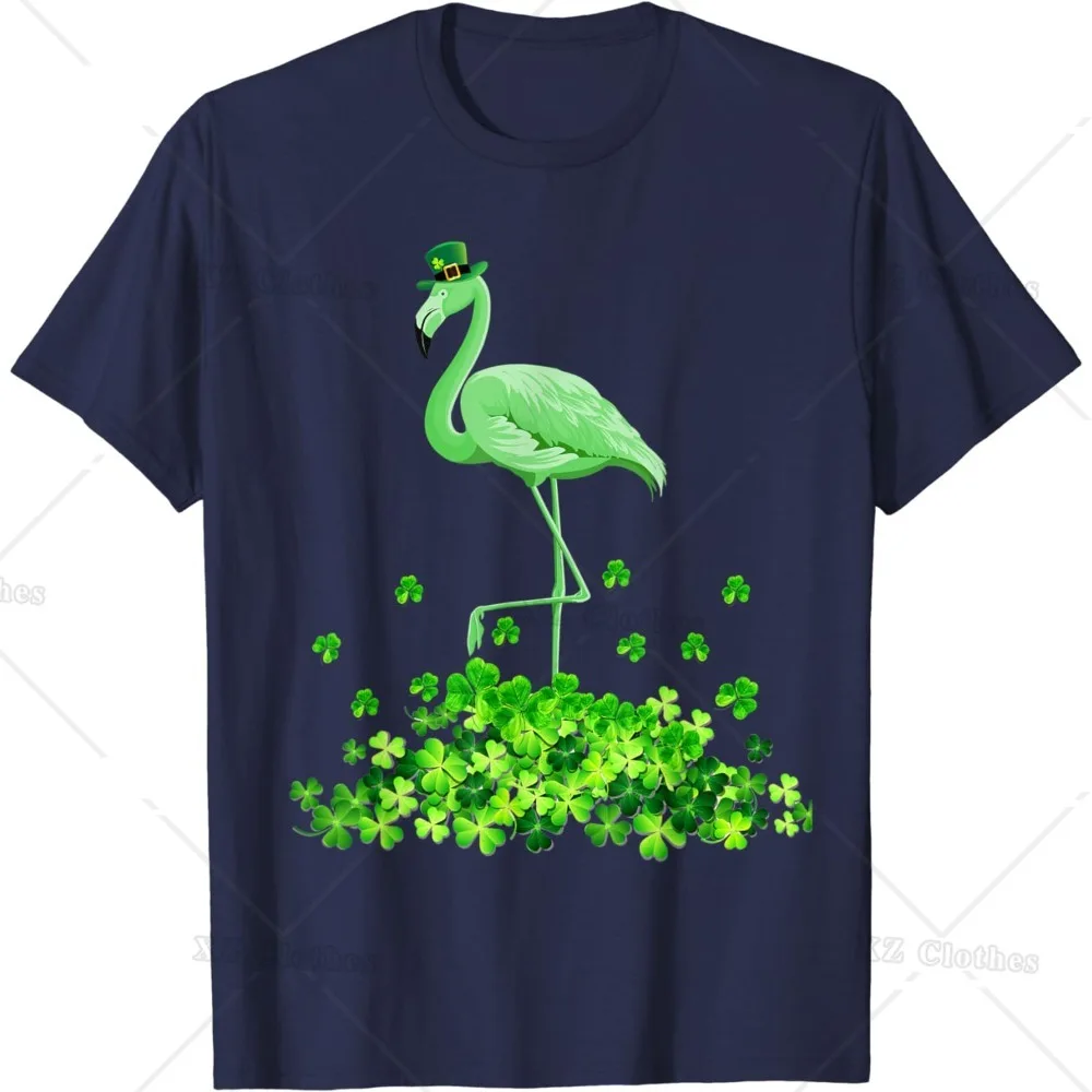 Flamingo St Patrick\'s Day Theme Irish Flamingo Printed Green T-Shirt 2