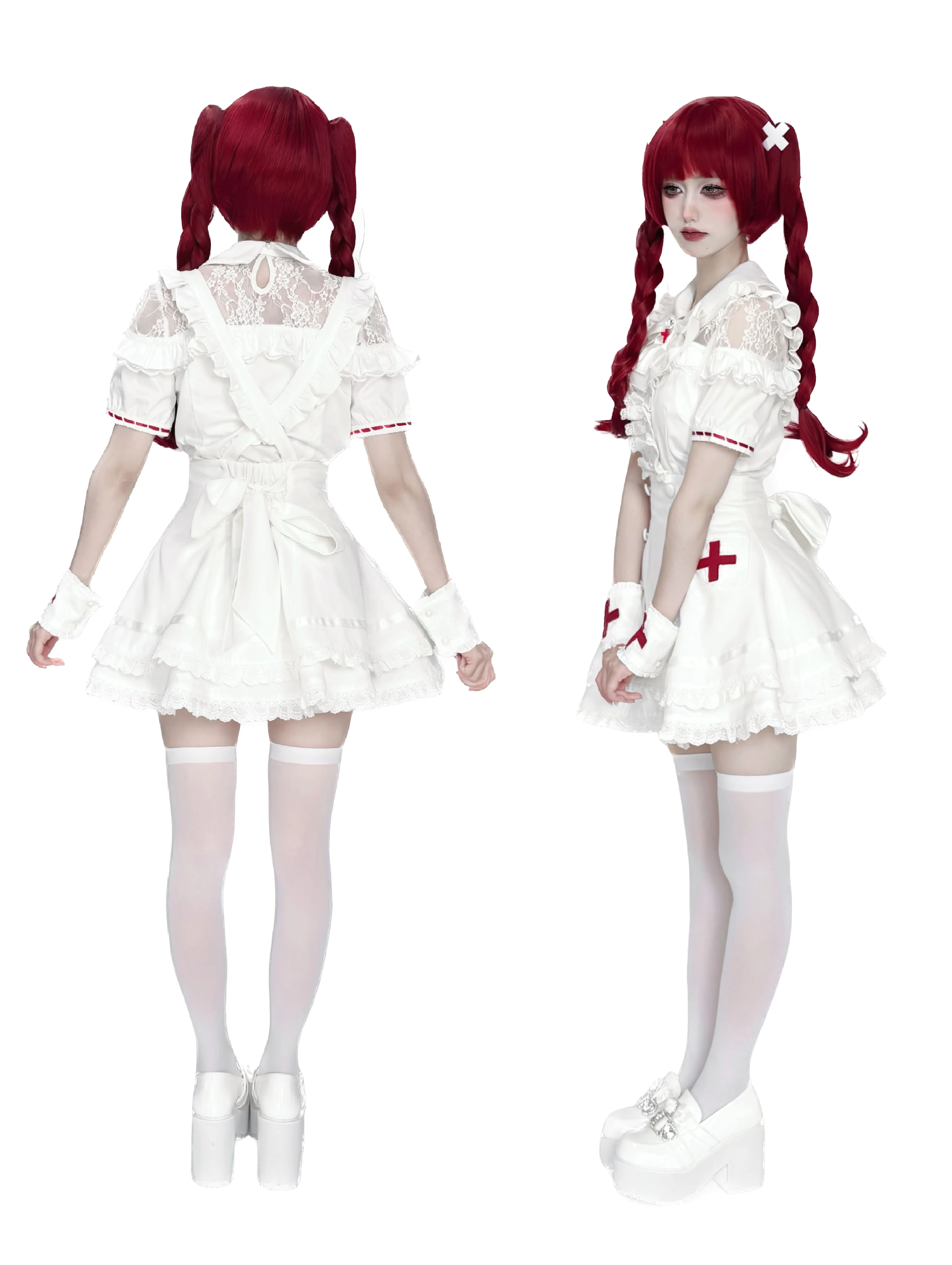 Women's White Gothic Lolita Two-Piece Set