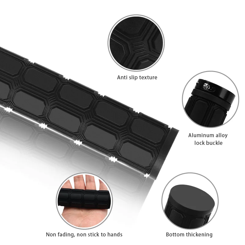 Bicycle Handlebar Grips Riderace Mountain Bike Handlebar Grips Lock on MTB Bicycle Handle Bar Cover Rubber Shockproof Non-Slip Ergonomic Cycling Grips