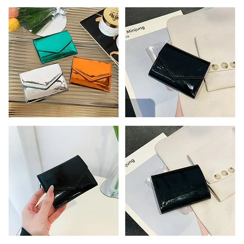Holder Purse Women Simple Fashion Lady Card Bag Fashion Pu Bright Surface Leather Small  Pure Color Holder Holiday Advanced Gift