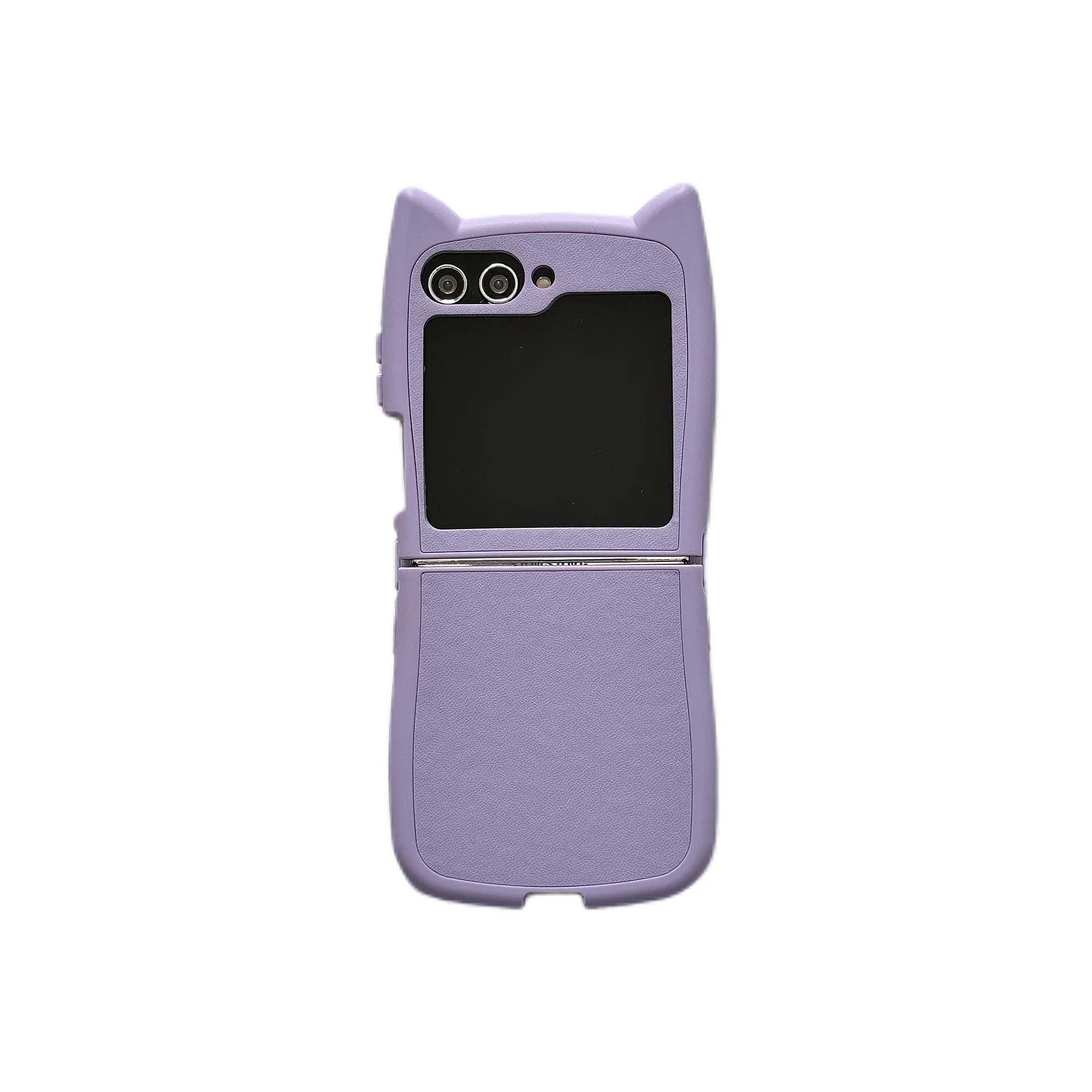 Lovely Cat Ear Cover Luxury Leather Case - Cute Pure Color Phone Case Bumper