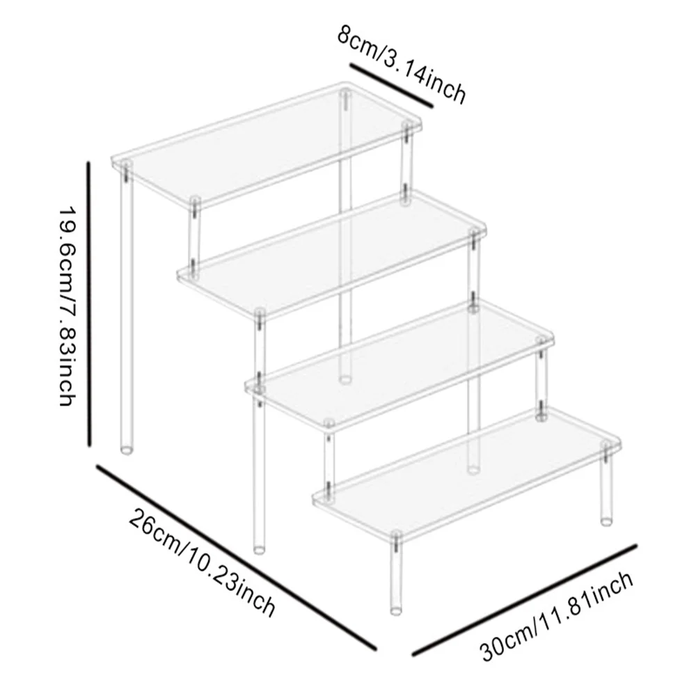 Multi-Tier Clear Acrylic Riser Display Shelf Stand for Cupcakes, Perfume, and Makeup Organizer
