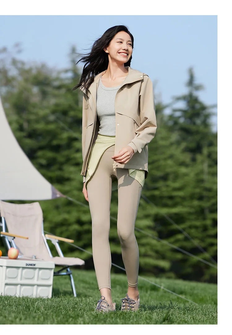 Jacket Women Mid-Length Jacket Sleeves Loose-Fit Waterproof Oil-Resistant Stain-Resistant New Autumn Hooded Jacket