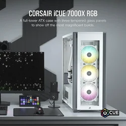 CORSAIR iCUE 7000X RGB Full-Tower ATX PC Case, White/Black