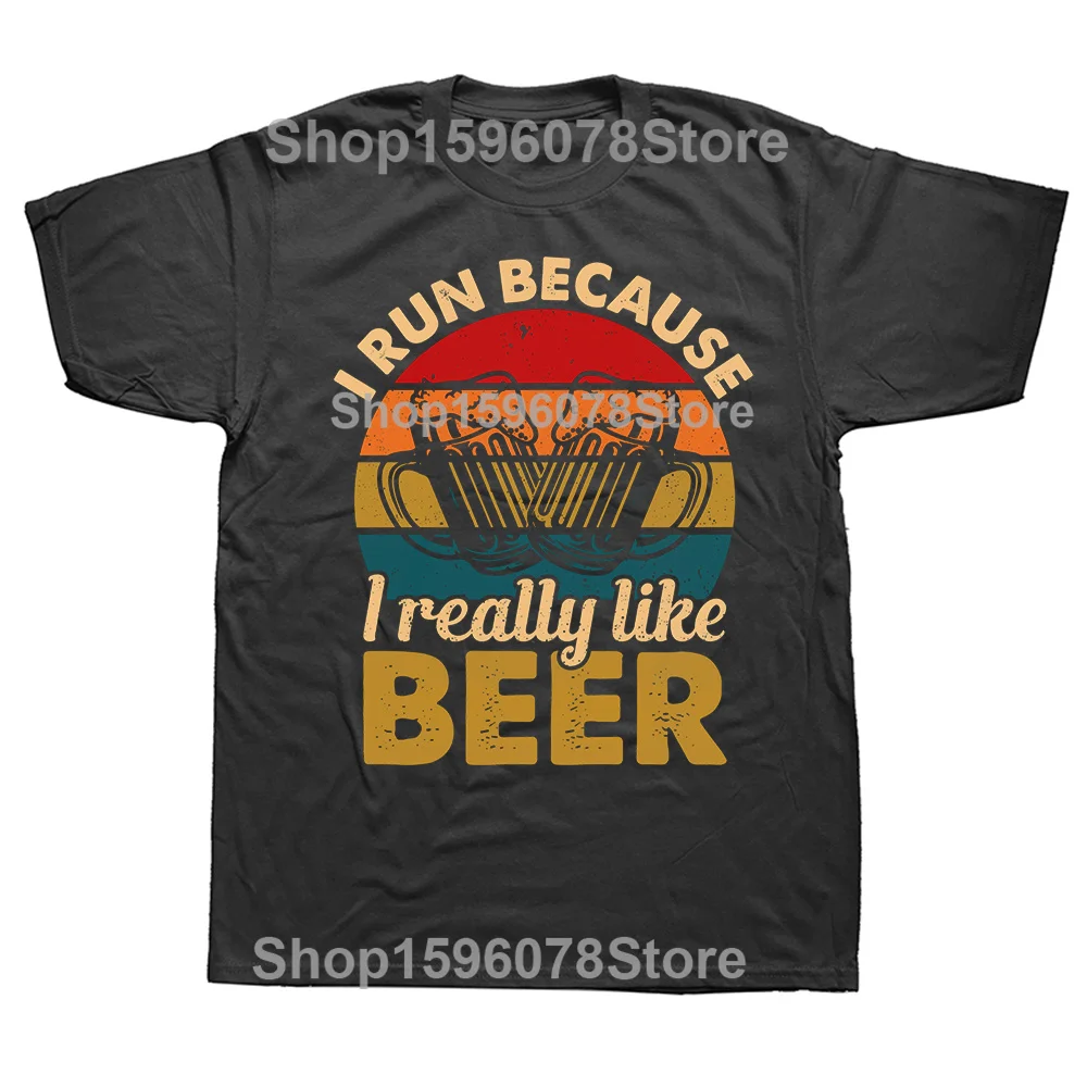 Quirky I Run for Beer Unisex Streetwear T-Shirt – Loose Fit Humor Tee