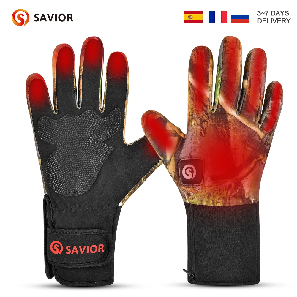 

SAVIOR Winter Thermal Heated Gloves For Adult Goatskin Leather Wind Waterproof Rechargeable Battery Warm Hand Ski Gloves 3 Gears