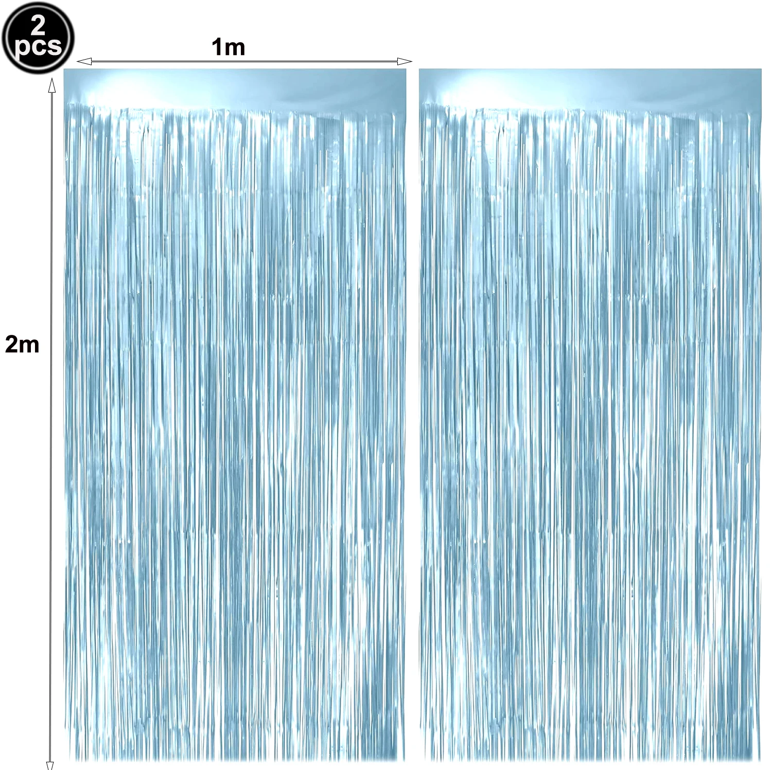Light Blue Party Supplies Set: Disposable Plates, Cups, Tablecloth, Balloons & Foil Curtain for Baby Shower or Boy's Birthday Decor